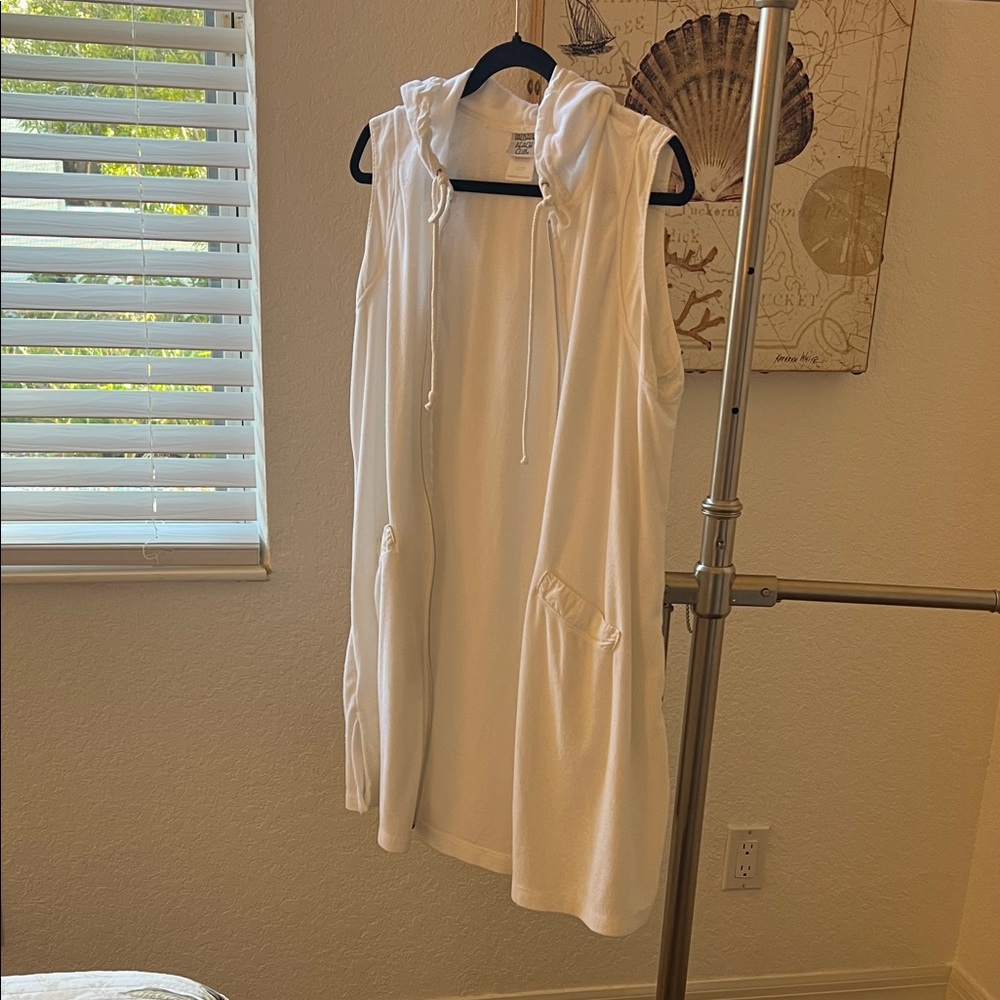 White Sleeveless Hoodie Cover- up